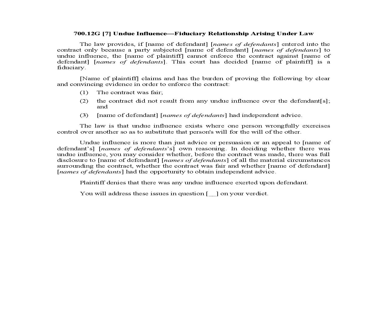 700.12G. [7] Undue Influence-Fiduciary Relationship Arising Under Law | Pdf Doc Docx | Illinois_JI